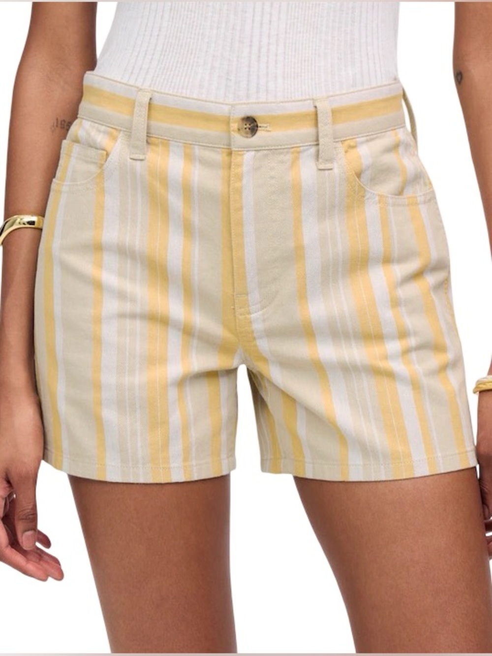 Madewell Rumble Striped CottonTweed Shorts Yellow Size 29 NWT